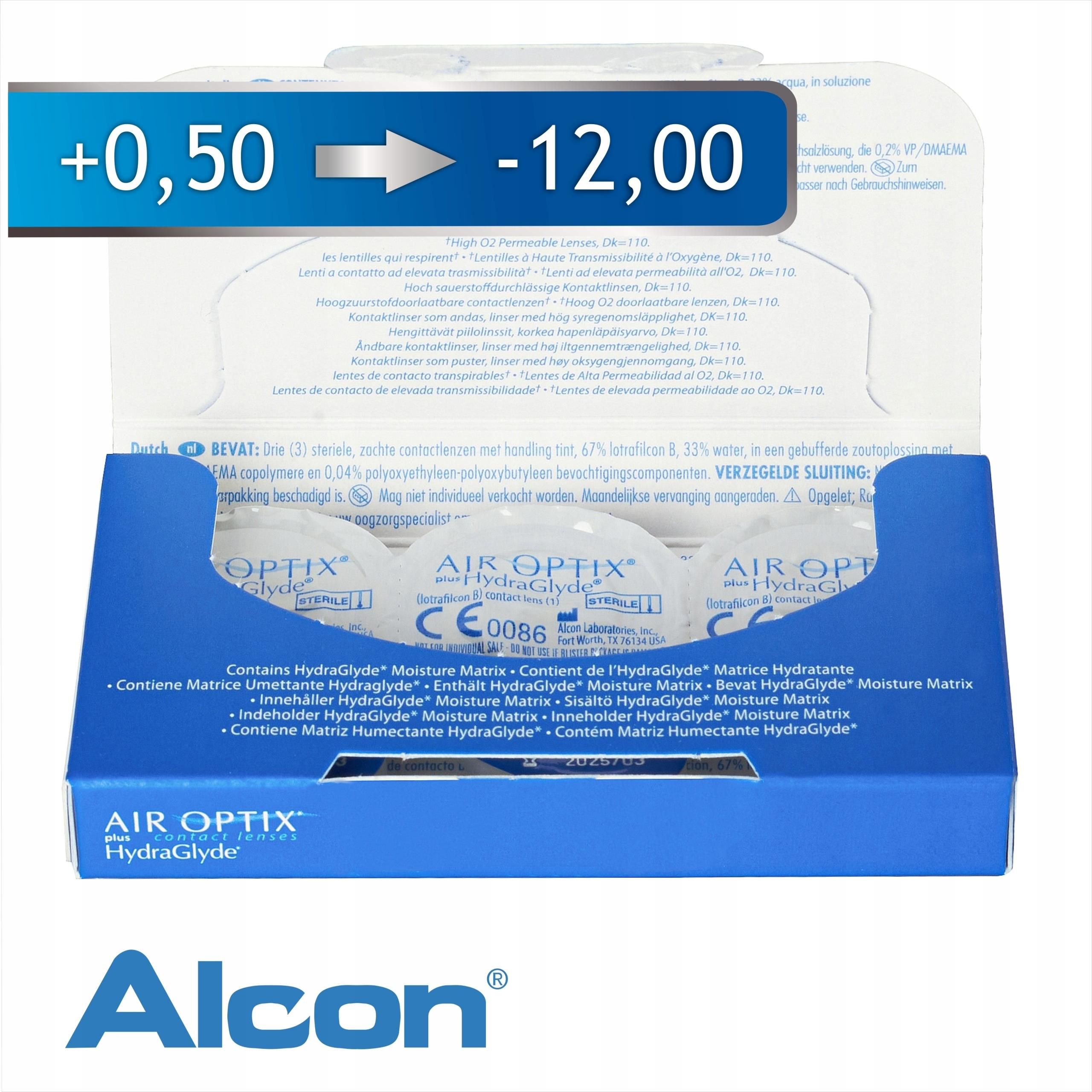 Soczewki ALCON AIR OPTIX PLUS HYDRAGLYDE 12SZT SOCZEWKI MOC -1,5 ...