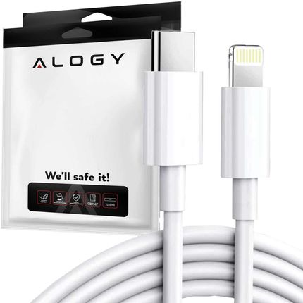 Kabel 1m USB-C do Lightning Alogy Fast Charge przewód do ładowania iPhone 20W biały