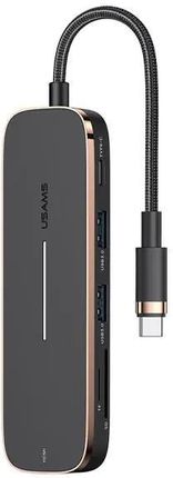 USAMS USAMS ADAPTER HUB 2XUSB + USB-C HDMI MICRO SD+SD CZARNY/BLACK SJ575HUB01 (US-SJ575)  (SJ575HUB01)