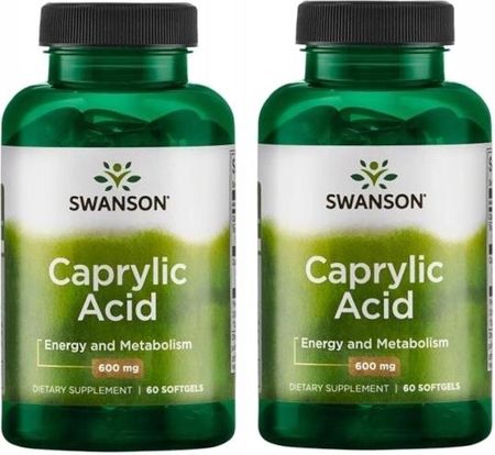 Swanson Caprylic Acid (Kwas kaprylowy) 600mg 2x60kaps
