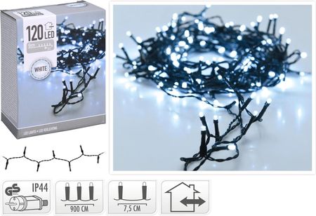 Kmtp Lampki Choinkowe 120 Led Zimne Białe 9M Zasilanie Sieciowe Ip44 864238