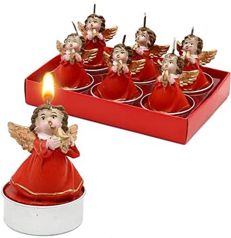 Dekohelden24 Set 6 Lumini A Forma Di Orsacchiotto Con Cappello Argentato, 4x4x7 Cm, Natalizi