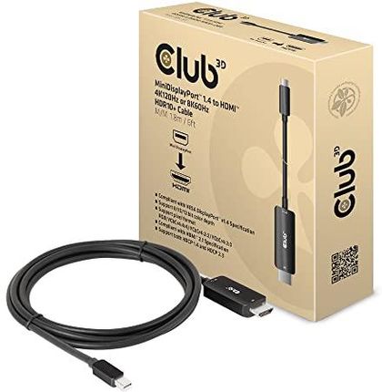 CLUB 3D  CAC-1187 MINIDISPLAYPORT ™ 1.4 NA HDMI™ 4K120HZ LUB 8K60HZ HDR10+ KABEL 1,8 M SZT./SZT.  ()