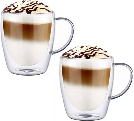Szklanki termiczne z uchem Renza 300 ml do kawy latte komplet 2 szt MGHOME
