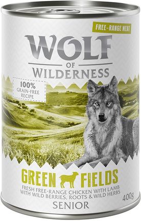 Wolf Of Wilderness Senior Mięso Ze Zrównoważonej Hodowli Green Fields Jagnięcina I Kurczak 6X400G