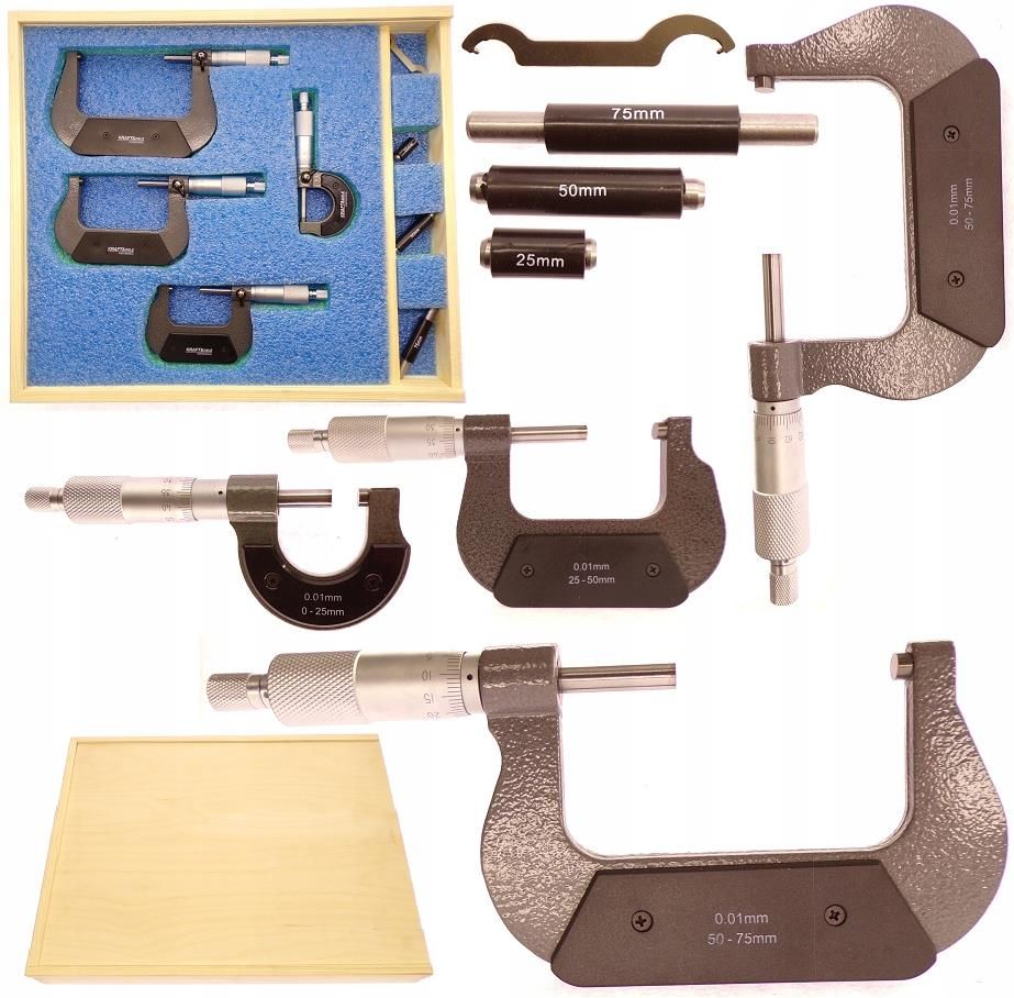 Mikrometr Kraft Dale Zestaw Mikrometr w 4szt 0 100 Mikrometr mikrometr-kraft-dale-zestaw-mikrometr-w-4szt-0-100-mikrometr