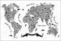 MURALO (TOP) FOTOTAPETA MODNA MAPA DLA DZIECI ZWIERZĘTA 150X225
