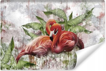 Fototapeta Ścienna Flamingi Beton Liście 360x240