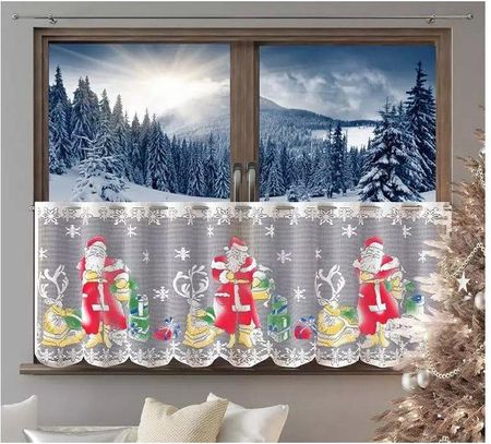 Firanka Mikołaj 150 x 50 cm DomoweTekstylia | WN200M 155 | Święta Boże Narodzenie