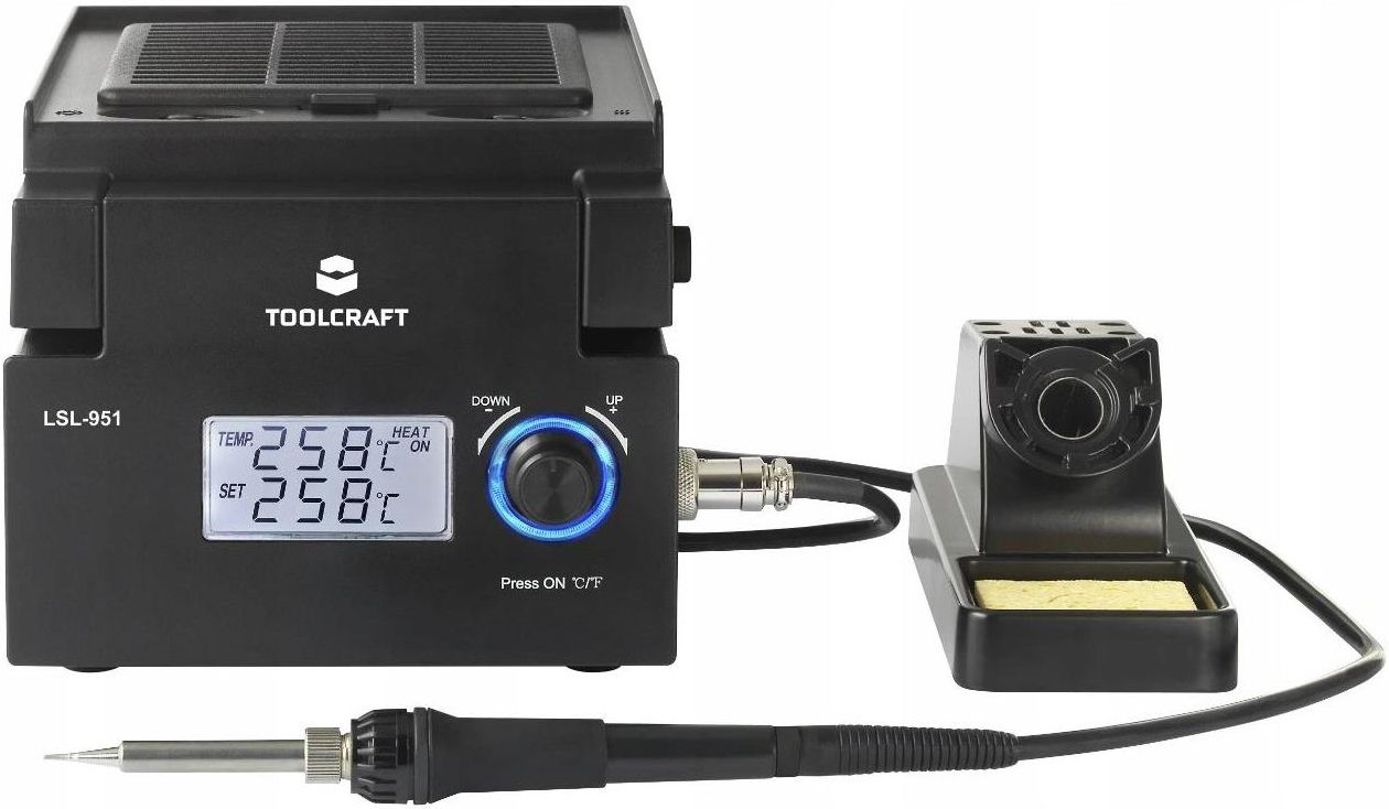 TOOLCRAFT LSL-951 Stazione Saldatura Digitale 80W Con LED E Aspirazione Fumo, 160-480°C, Per Elettronica
