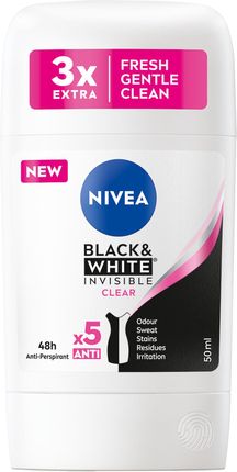 Nivea Black&White Invisible Clear antyperspirant w sztyfcie 50ml  