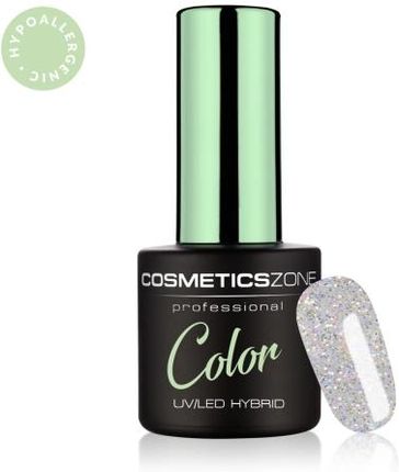 Cosmetics Zone Lakier hybrydowy hipoalergiczny brokatowy srebrny multicolor 7ml – Glitter World G006