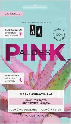 AA Aloes Pink Maska-Kuracja 2w1 Nawilżająco-Rozświetlająca 2x4g