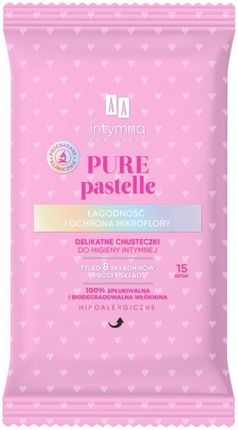 AA Intymna Pure Pastelle Delikatne Chusteczki do Higieny Intymnej 15 Sztuk