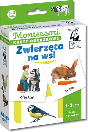 Montessori. Karty obrazkowe Zwierzęta na wsi (1-3 lata). Kapitan Nauka - Katarzyna Dołhun [KSIĄŻKA]