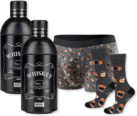 Bokserki i skarpetki męskie Whiskey w butelce SOXO | Pomysł na prezent dla mężczyzny | Prezent na Święta