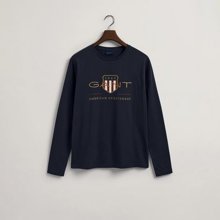 Męska Koszulka z długim rękawem Gant Archive Shield LS T-Shirt 2004028.433 – Granatowy