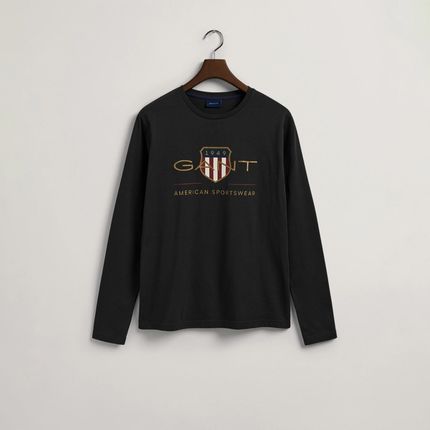 Męska Koszulka z długim rękawem Gant Archive Shield LS T-Shirt 2004028.5 – Czarny