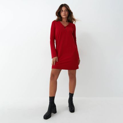 Mohito - Czerwona sukienka mini z ozdobnym elementem - Czerwony