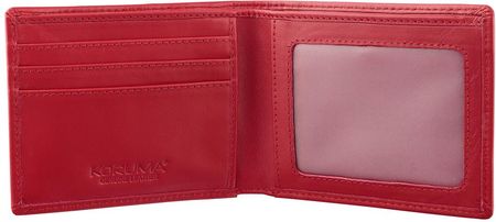 Cienki portfel damski skórzany typu SLIM (Czerwony)