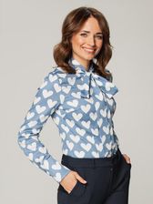 Zdjęcie Niebieska bluzka o prostym kroju w serca - Łapy