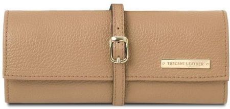 Tuscany Leather ekskluzywne etui na biżuterię z miękkiej skóry TL142193 kolor Champagne