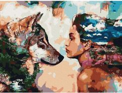 Zdjęcie Malowanie Po Numerach Zestaw Wilk i Kobieta 40x50 - Ostrowiec Świętokrzyski