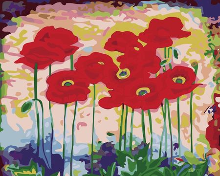 Obraz do malowania po numerach Kwiaty maki 60x75