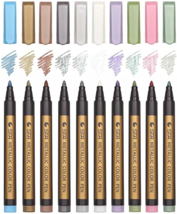 Markery Pisaki Metaliczne Pędzelkowe 8 Szt Zestaw Fioletowy - Avec