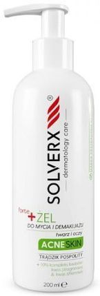 Solverx Forte Acne Skin Żel do Mycia Twarzy i Demakijażu 200 ml