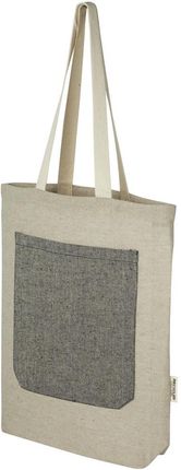 Pheebs torba na zakupy o pojemności 9 l z bawełny z recyklingu o gramaturze 150 g/m² i z przednią kieszenią