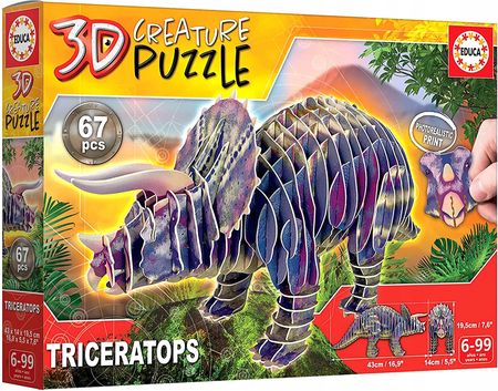 Educa Puzzle 3D Dinozaury Triceratops 67El.