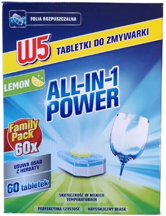 W5 Tabletki Do Zmywarki Allin1 Power Lemon 60 szt.