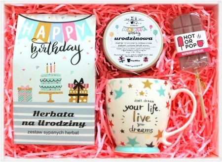 Cup&You Zestaw Prezentowy BIRTHDAYBOX Urodzinowe Marzenie Herbata Urodzinowa + Kubek +Czekolada