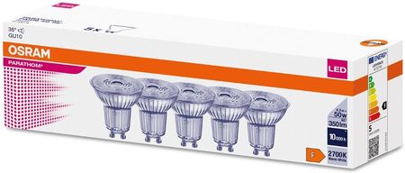 Osram 5X Żarówka Led Gu10 4,3W 50W 350Lm 2700K 36° (WĄSKIKĄTHALOGENLEDCIEPŁABARWA)