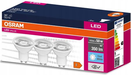 Osram 3 X Reflektor Value Led 4.5W 4000K Gu10 36 ° (7474)