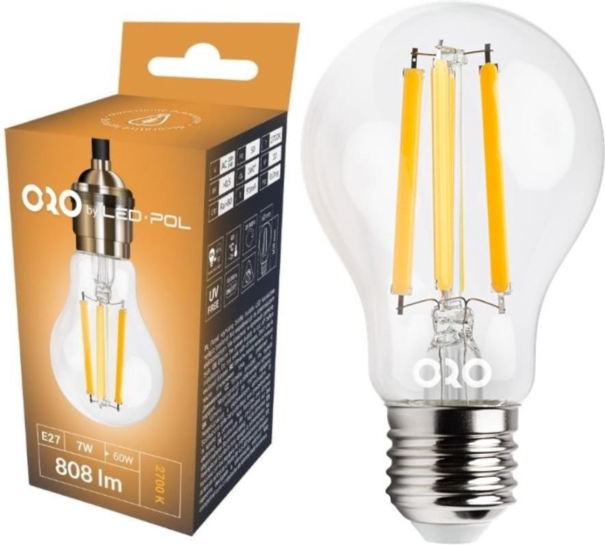 ORO-E27-A60-6,5W-RGBW energooszczędna i wielokolorowa (RGBW) lampa LED