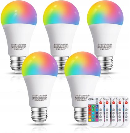 Aigostar 5 Szt Żarówka Led E27 8W Rgb Obracana Imprezowa (100001QCP)