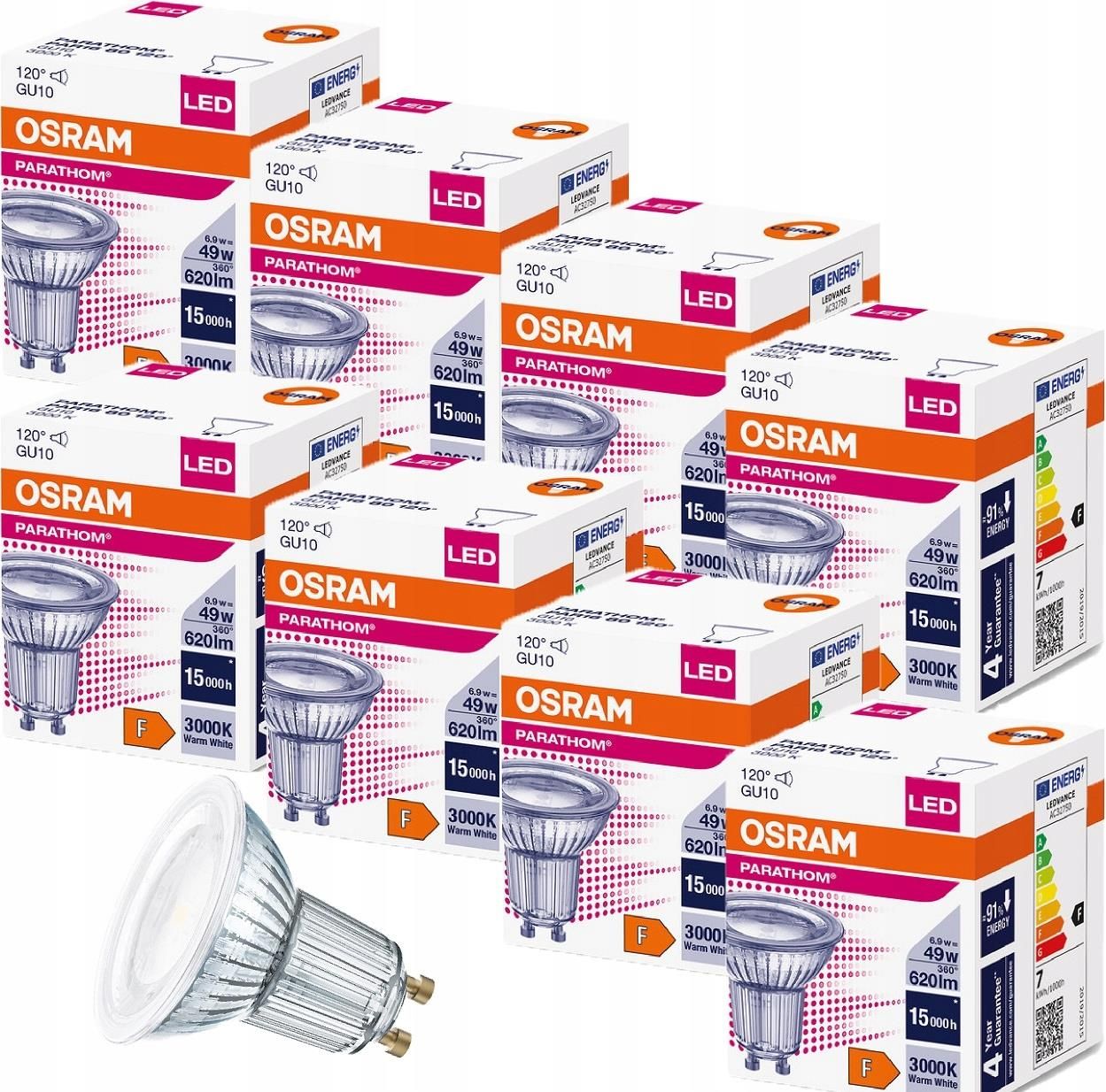 Osram Żarówka Halogen Led Gu10 6,9W=49W 3000K X8 (4058075608757 ...