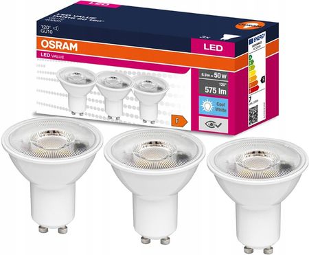 Osram 3X Żarówka Led Gu10 6,9W = 50W 4000K 120° (OSRVALU7525)