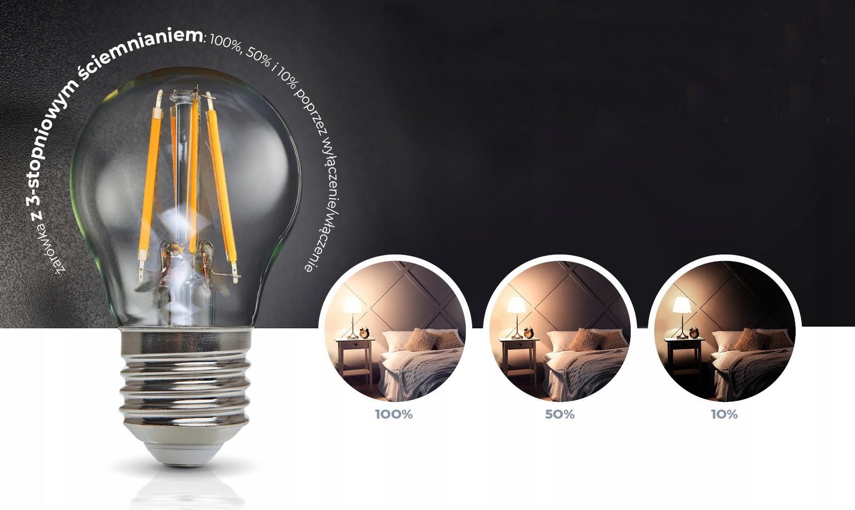 Elektrosalon 4x Żarówka Led E27 4w Filament Ściemnialna Girland Kb2790