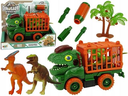 Leantoys Transporter Ciężarówka Dinozaur Do Rozkręcania Zielony