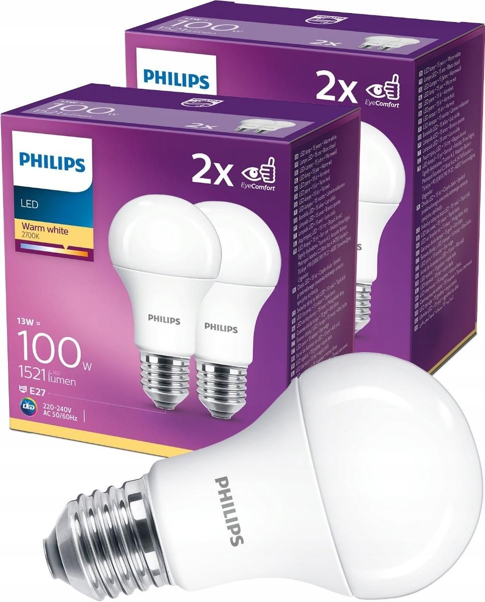 Philips 4X Żarówka Led E27 13W 100W 1521Lm 2700K ...