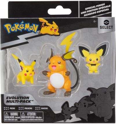 Jazwares Pokemon Select Pichu Pikachu Raichu 3 Figurki