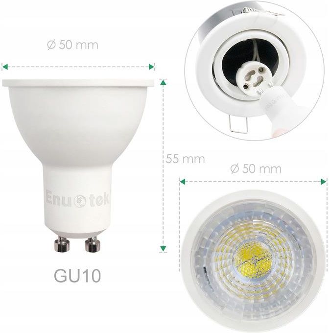 Enuotek Lampy Żarówka Gu10 Led Ściemnialna 7w 650lm 38° Ena00104