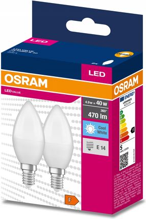 Osram 2X Żarówka Led E14 Świeca 4,9W 40W 4000K (OSRVALU7211)