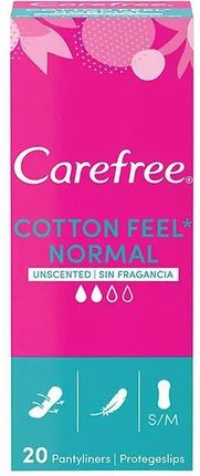 Carefree Cotton Feel Wkładki Higieniczne Bezzapachowe 20 Sztuk