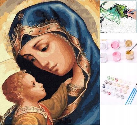 Artnapi Malowanie Po Numerach Z Ramą Dziewica Maryja i Jezus Obraz Do Malowania 40x50cm