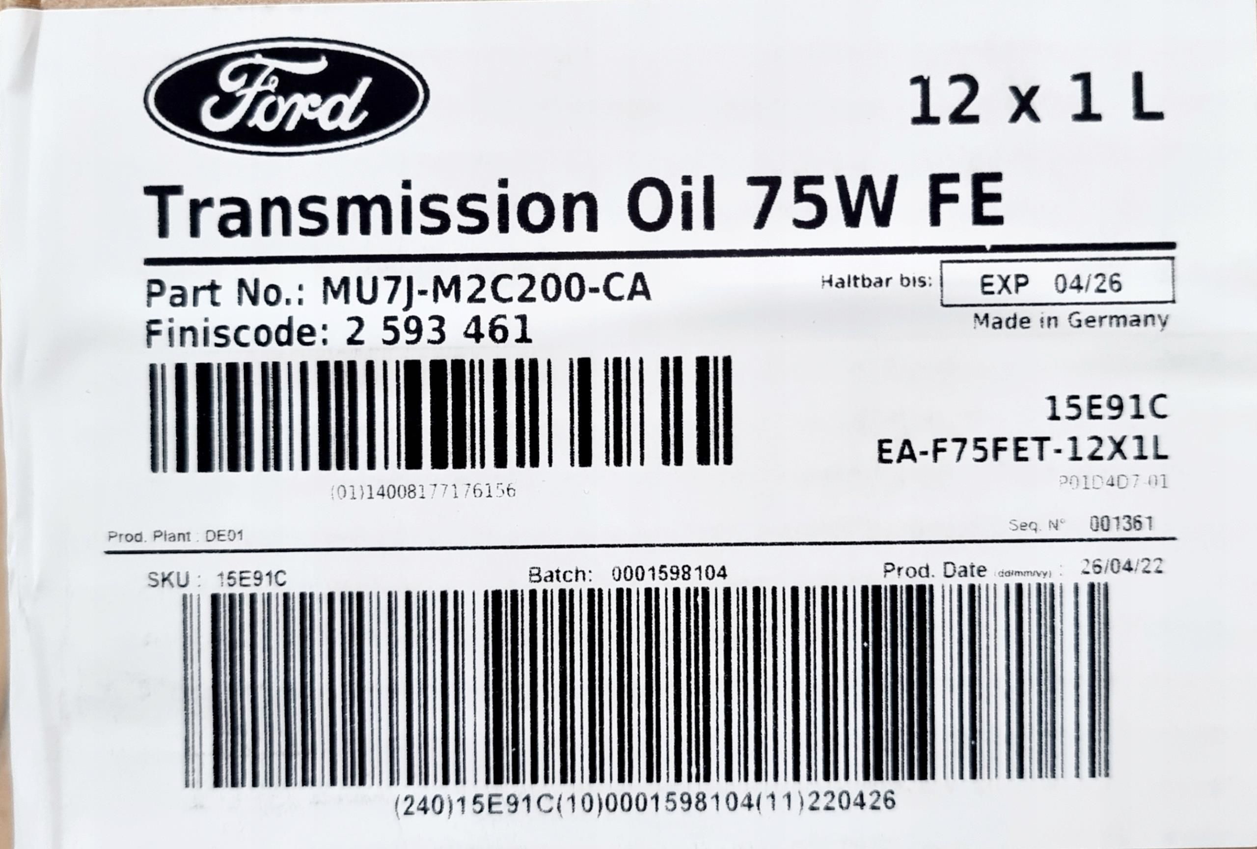 Ford Olej Płyn 5/6-B Skrzyni 75W Fe 1L - Opinie i ceny na Ceneo.pl