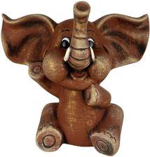 Zdjęcie Skarbonka Figurka Ceramika Słoń Słonik Brąz 23x29 - Kalety